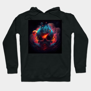 flaming skull of the cosmos Hoodie